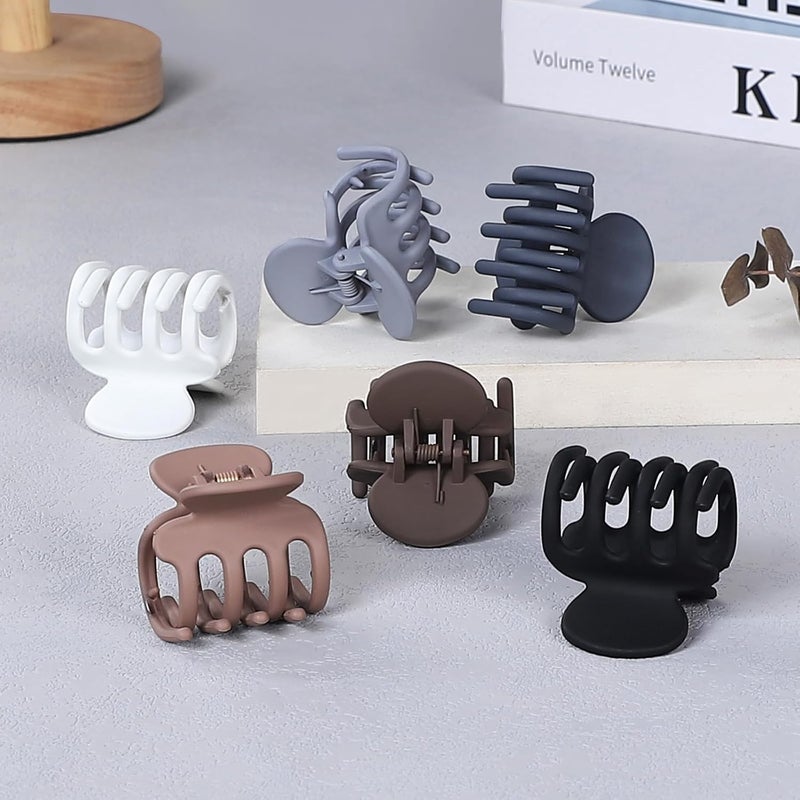 USDNICE 6 Pcs Hair Clips Small Claw Clips for Thin Hair Medium Matte Non-slip Hair Accessories for Women and Girls (Brown Grey) - Image 5